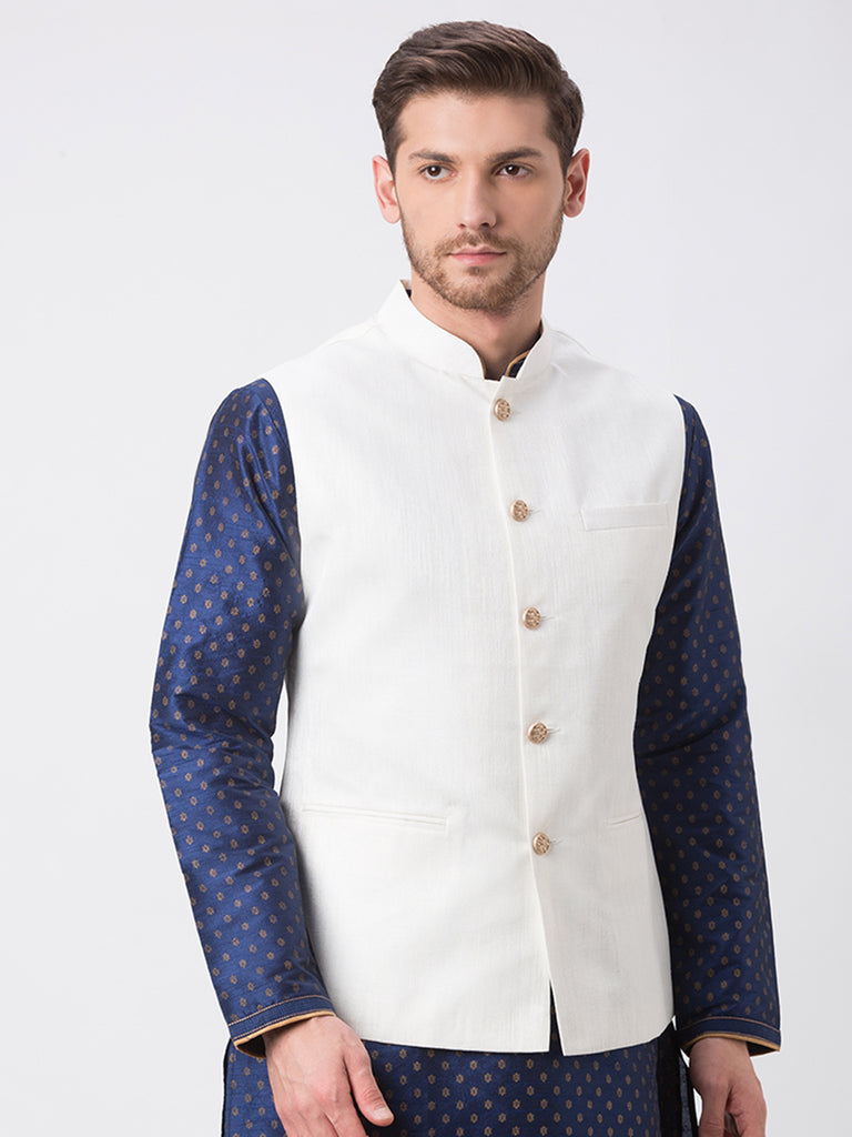 Men Straight Sleeveless White Jackets