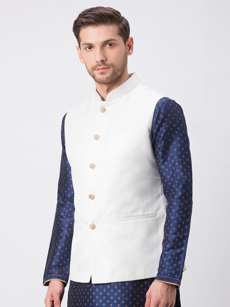 Men Straight Sleeveless White Jackets