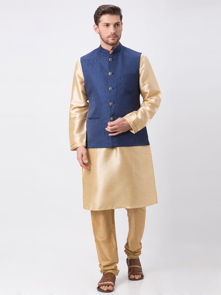 Men Straight Sleeveless Navy Jackets