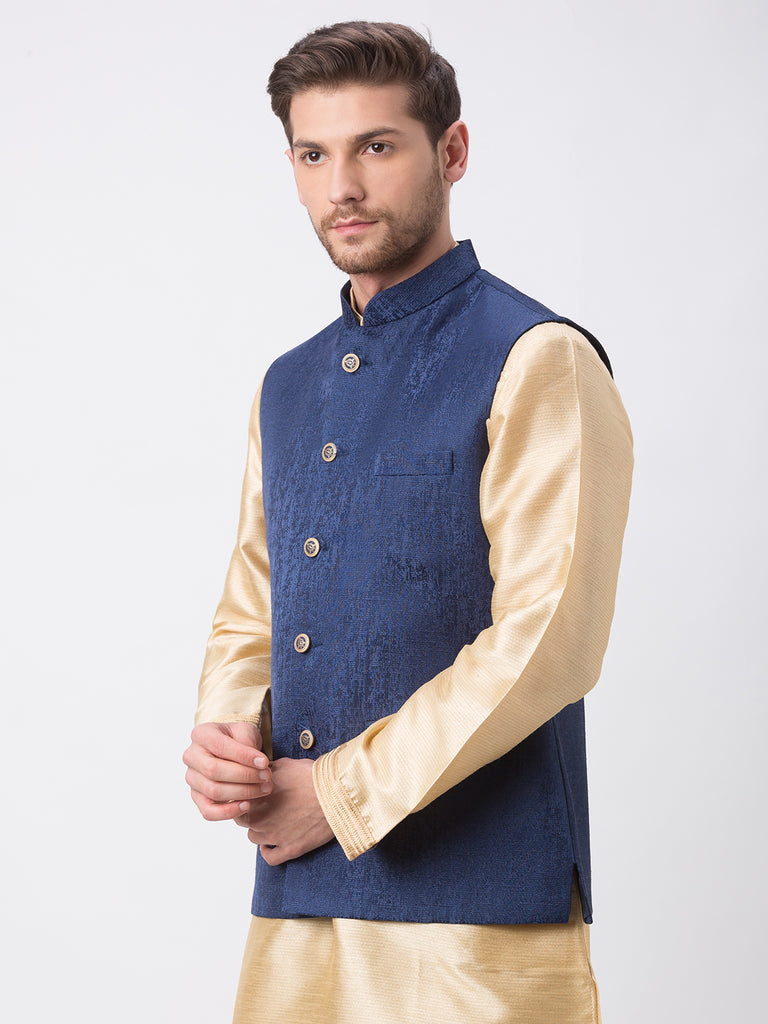Men Straight Sleeveless Navy Jackets