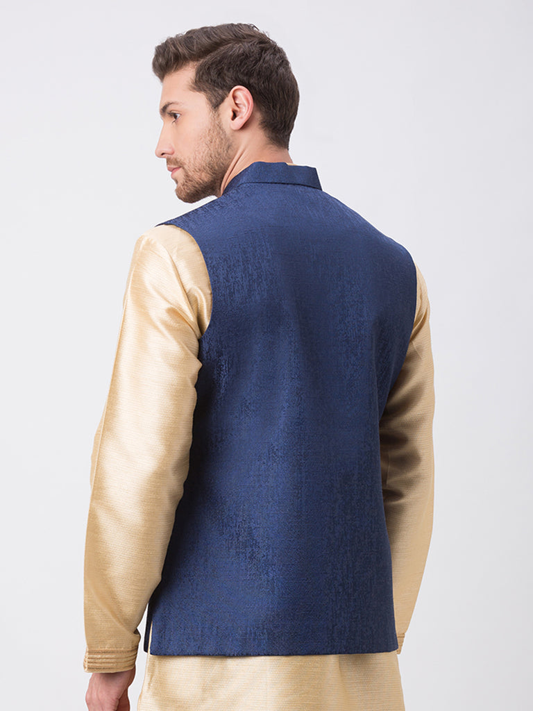 Men Straight Sleeveless Navy Jackets