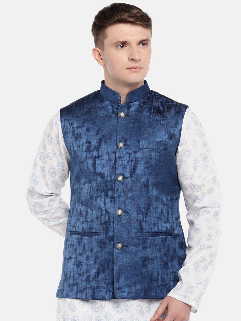 Men Straight Sleeveless Blue Jackets