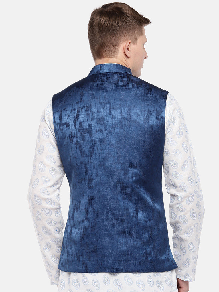 Men Straight Sleeveless Blue Jackets