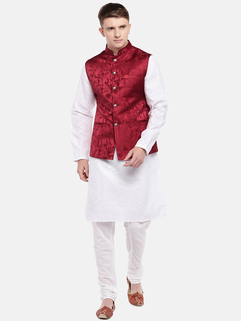 Men Straight Sleeveless Maroon Jackets