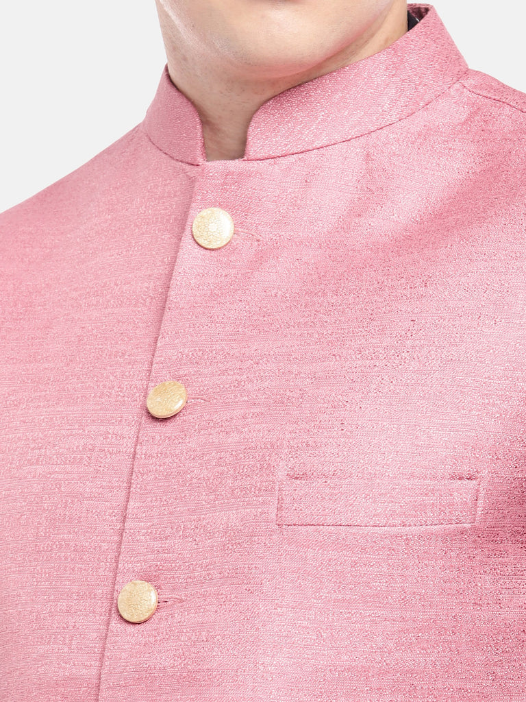 Men Straight Sleeveless Pink Jackets