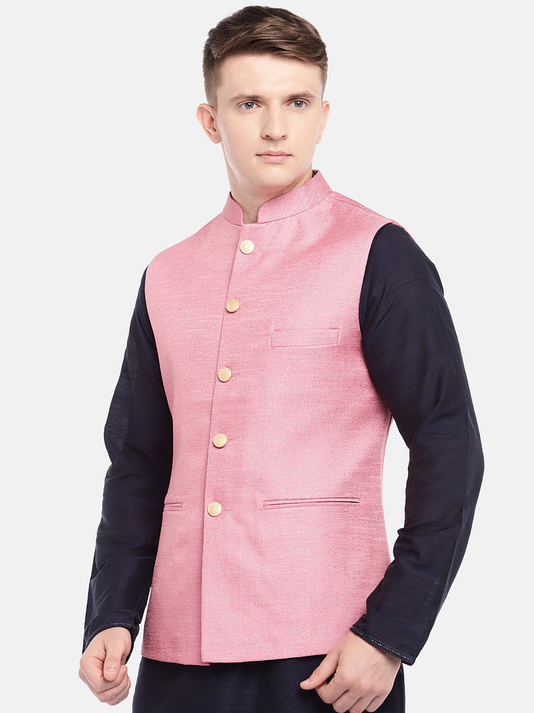 Men Straight Sleeveless Pink Jackets