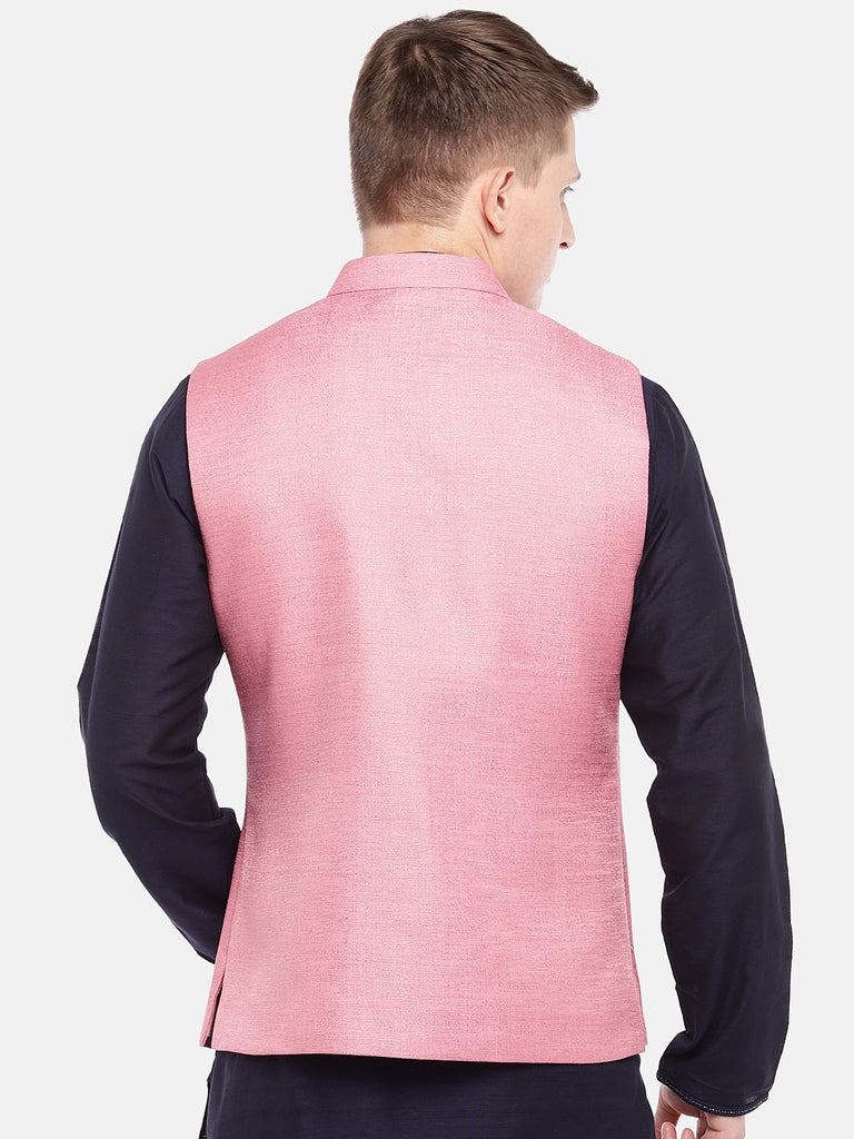 Men Straight Sleeveless Pink Jackets