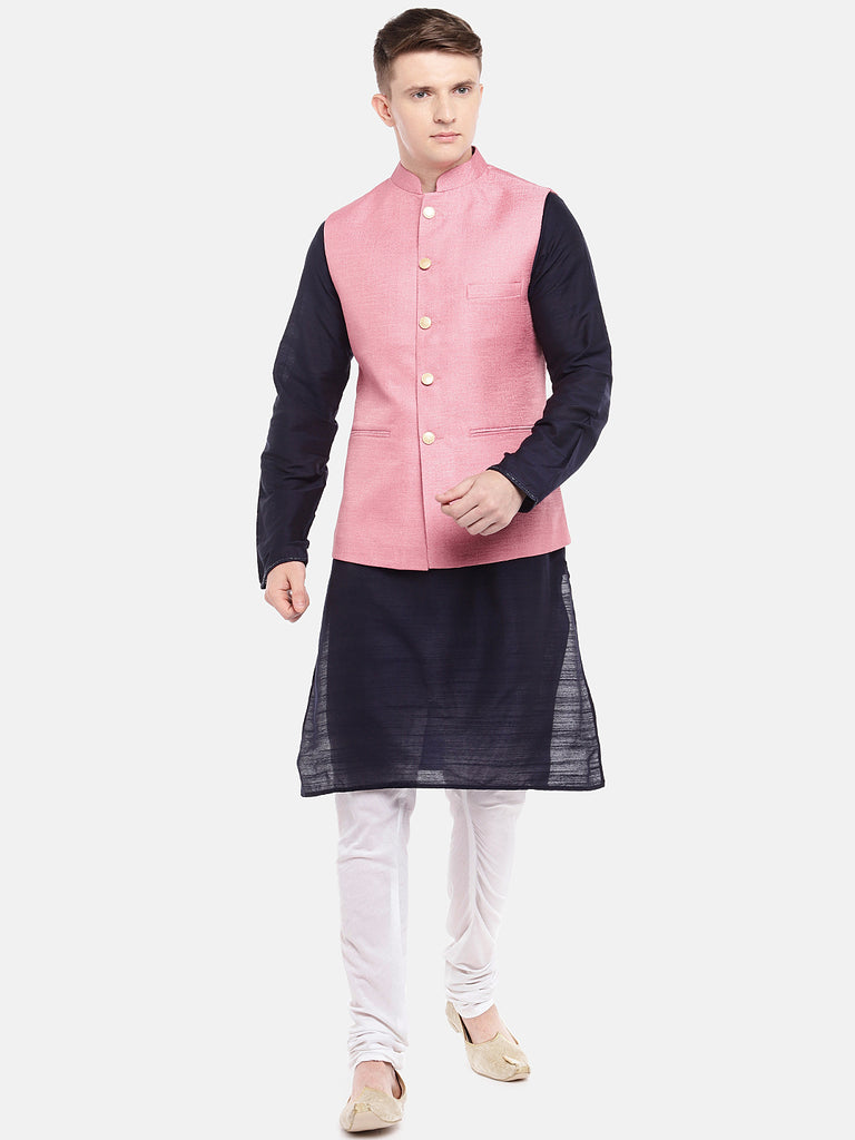 Men Straight Sleeveless Pink Jackets
