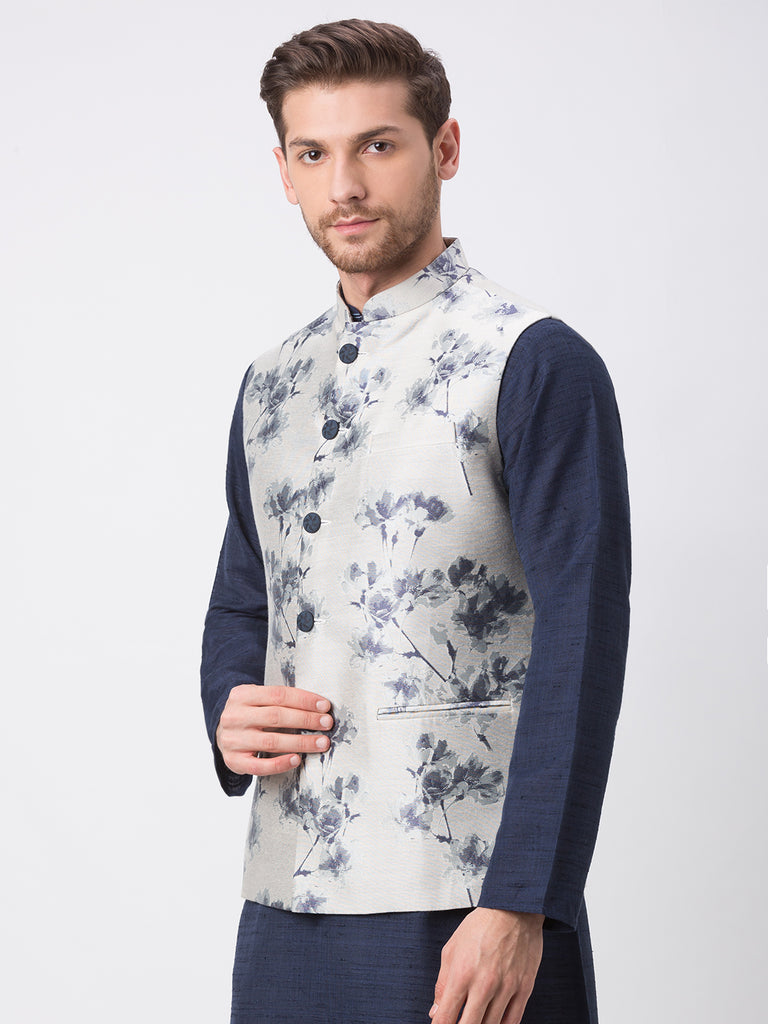 Men Straight Sleeveless Navy Jackets