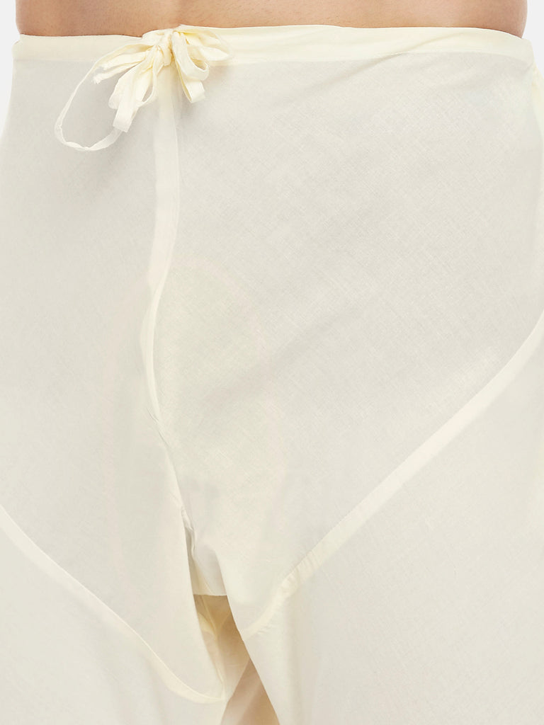 Georgette Men Cream Kp Set