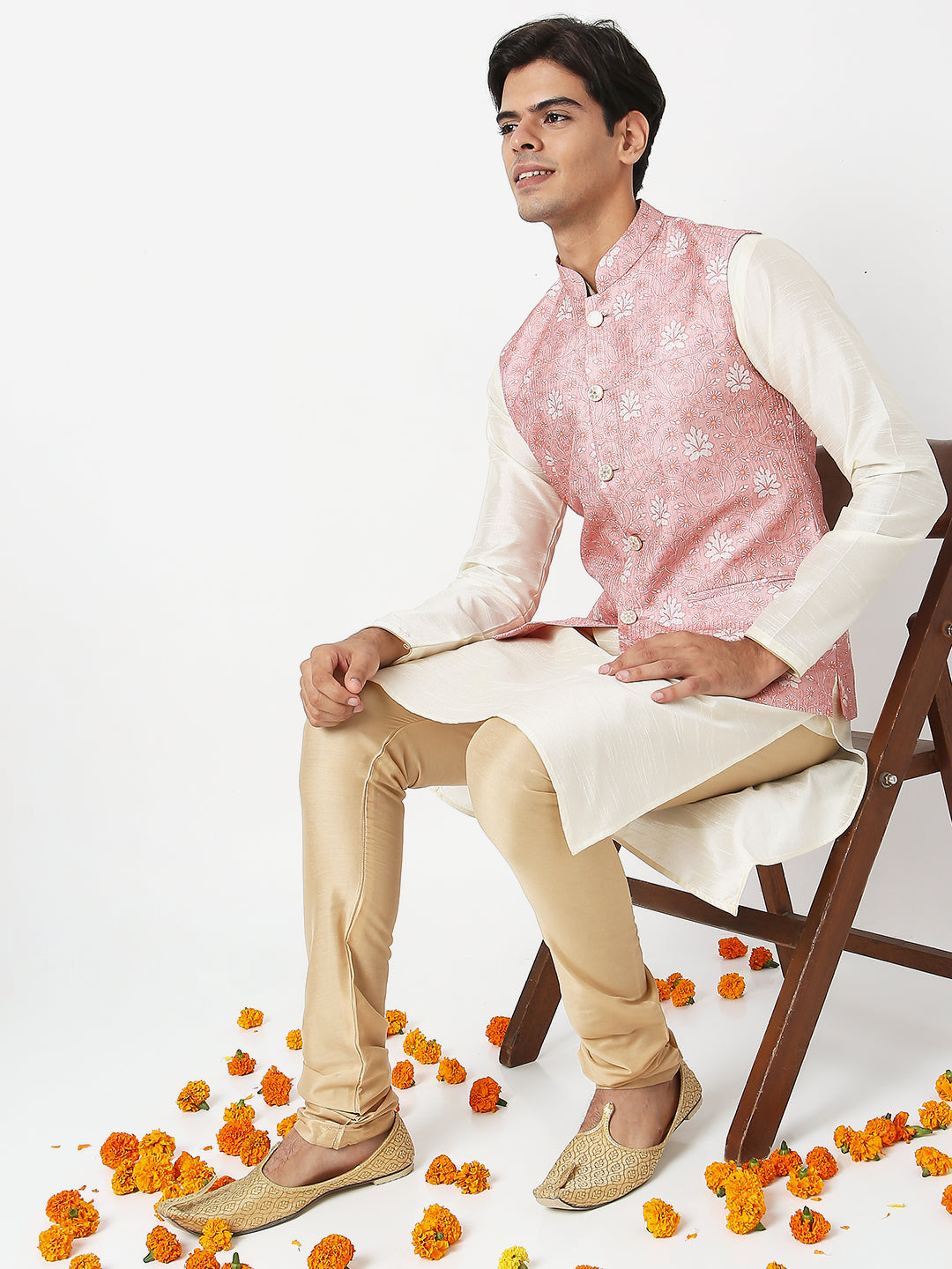 Men's Pink Polyester Floral Jackets