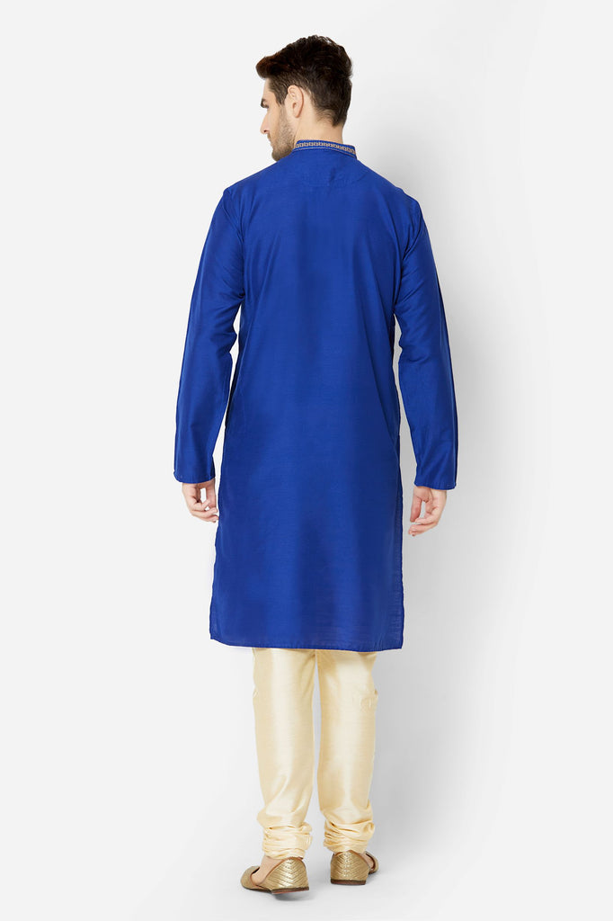 Men Straight Full Sleeve Royal Blue Kurta