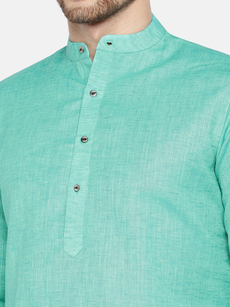 Men Straight Full Sleeve Green Kurta
