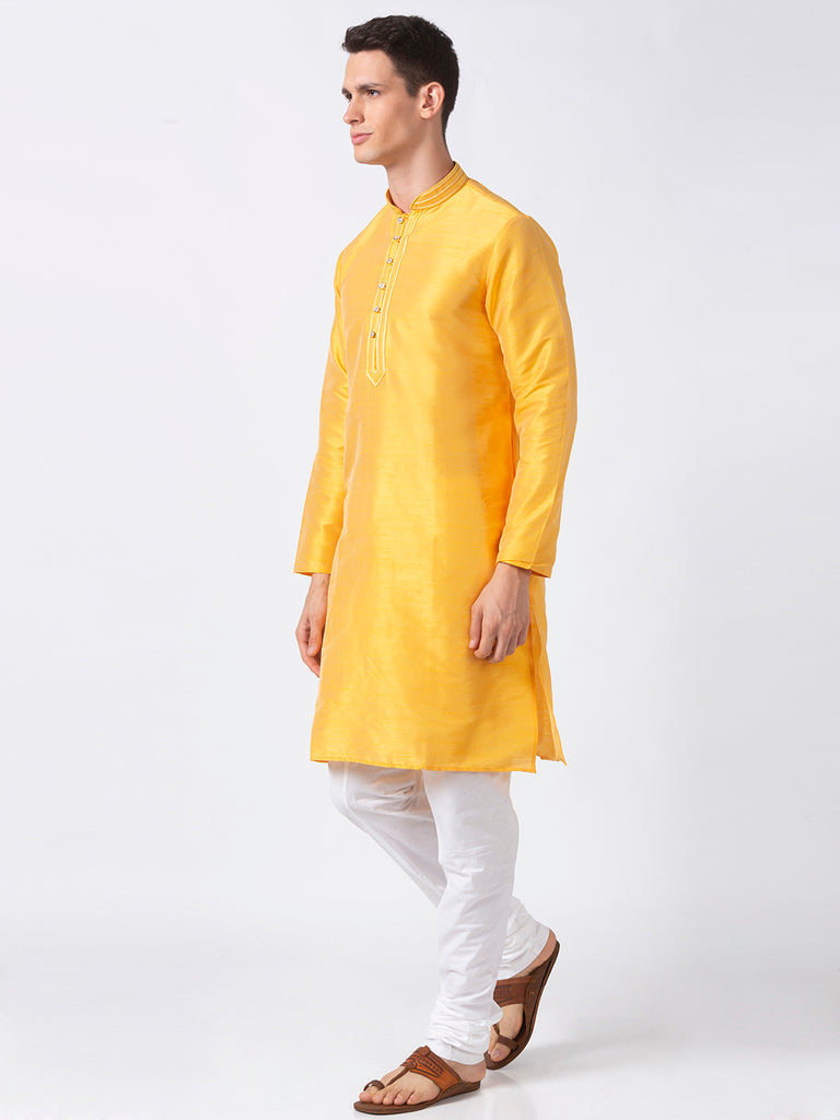 Men Straight Full Sleeve Yellow Kp Set