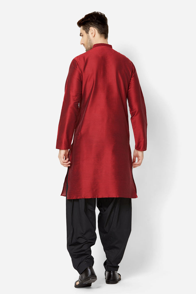 Men Straight Full Sleeve Maroon Kp Set