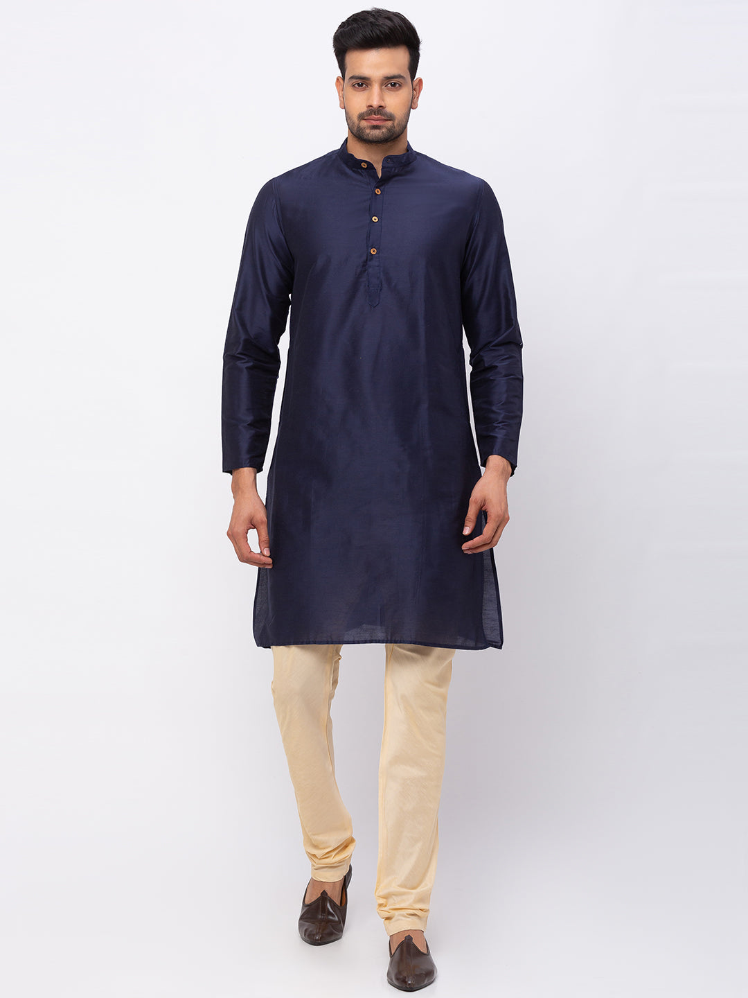 Men Straight Full Sleeve Navy Kp Set