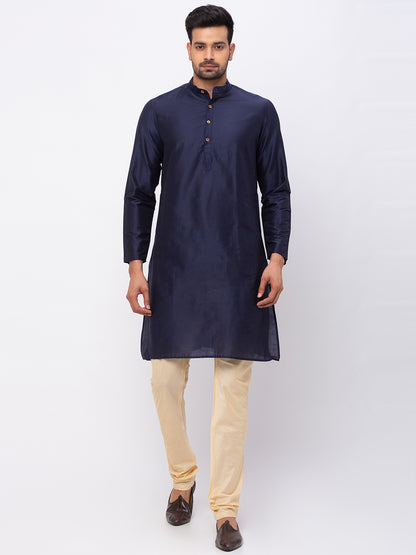 Men Straight Full Sleeve Navy Kp Set