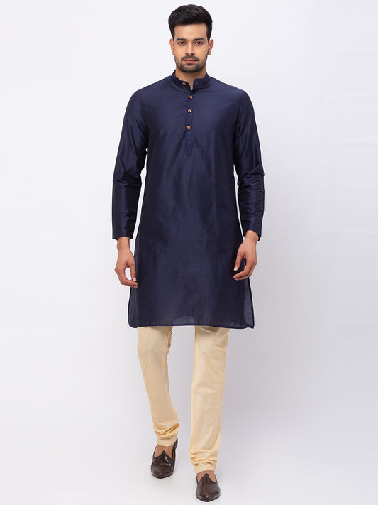 Men Straight Full Sleeve Navy Kp Set