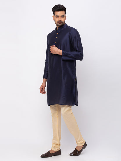 Men Straight Full Sleeve Navy Kp Set