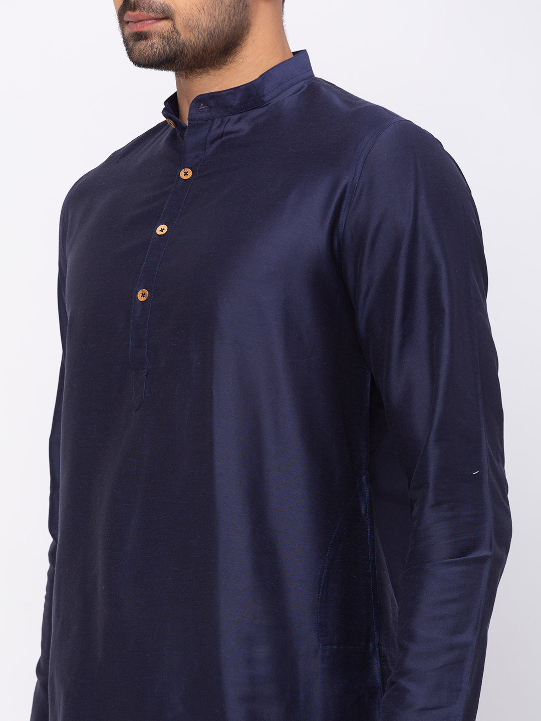 Men Straight Full Sleeve Navy Kp Set