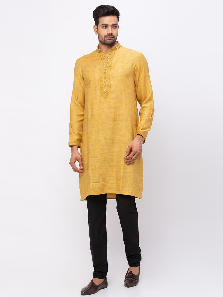 Men Straight Full Sleeve Ocher Kp Set