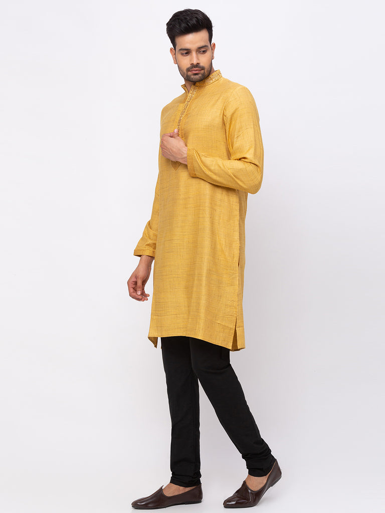 Men Straight Full Sleeve Ocher Kp Set