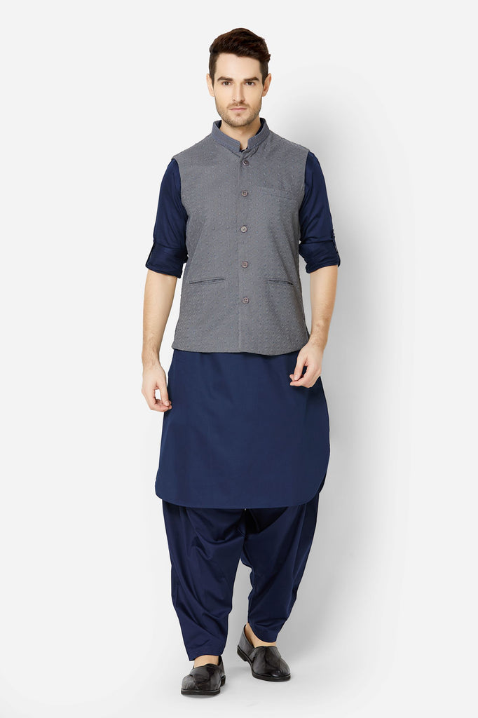 Men Straight Sleeveless Grey Jackets