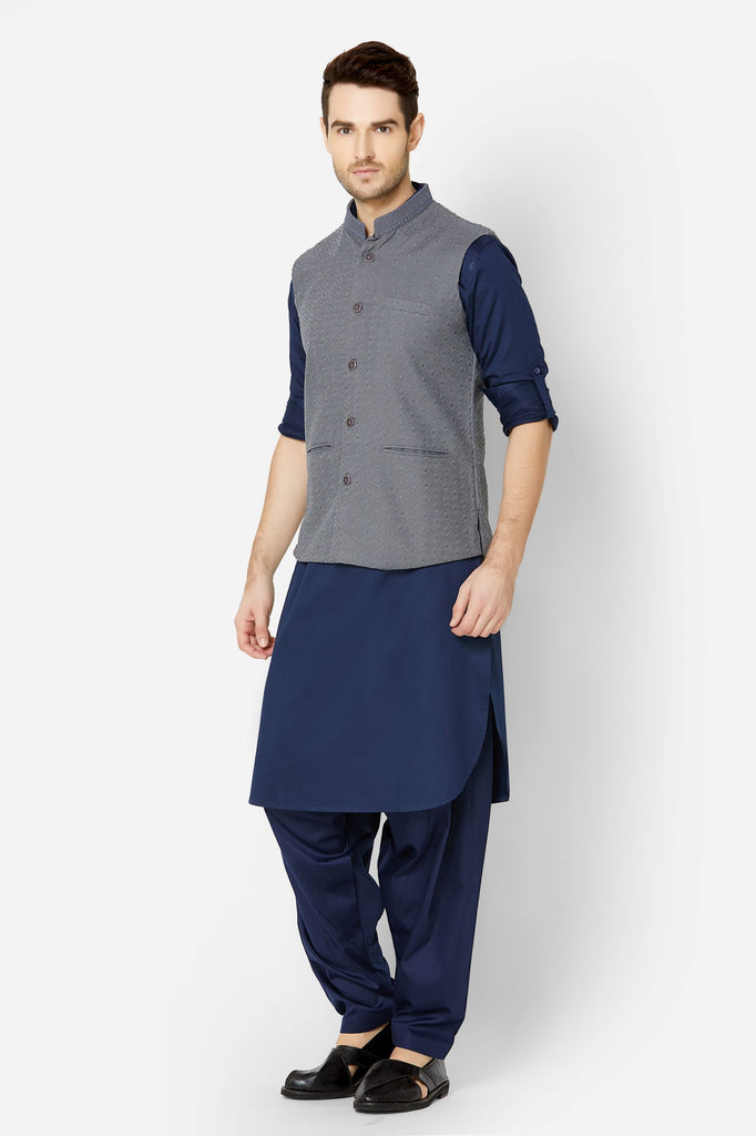 Men Straight Sleeveless Grey Jackets