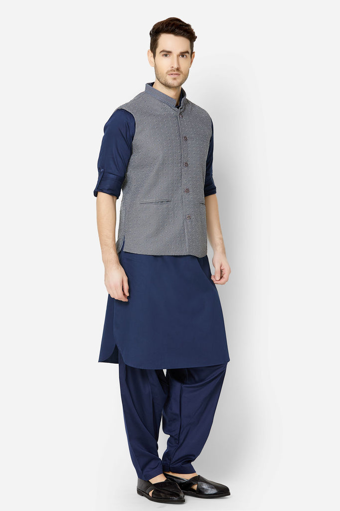 Men Straight Sleeveless Grey Jackets