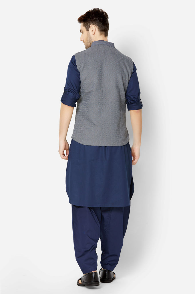 Men Straight Sleeveless Grey Jackets