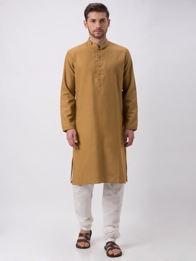 Men Straight Full Sleeve Khakhi Kp Set