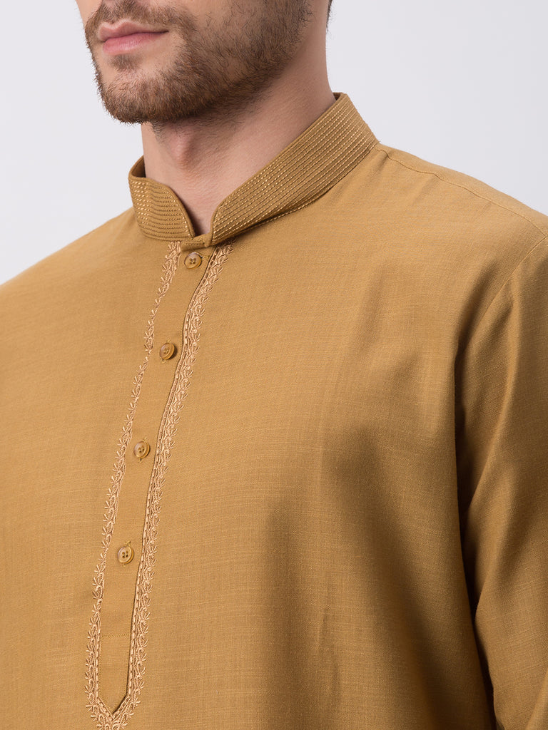 Men Straight Full Sleeve Khakhi Kp Set