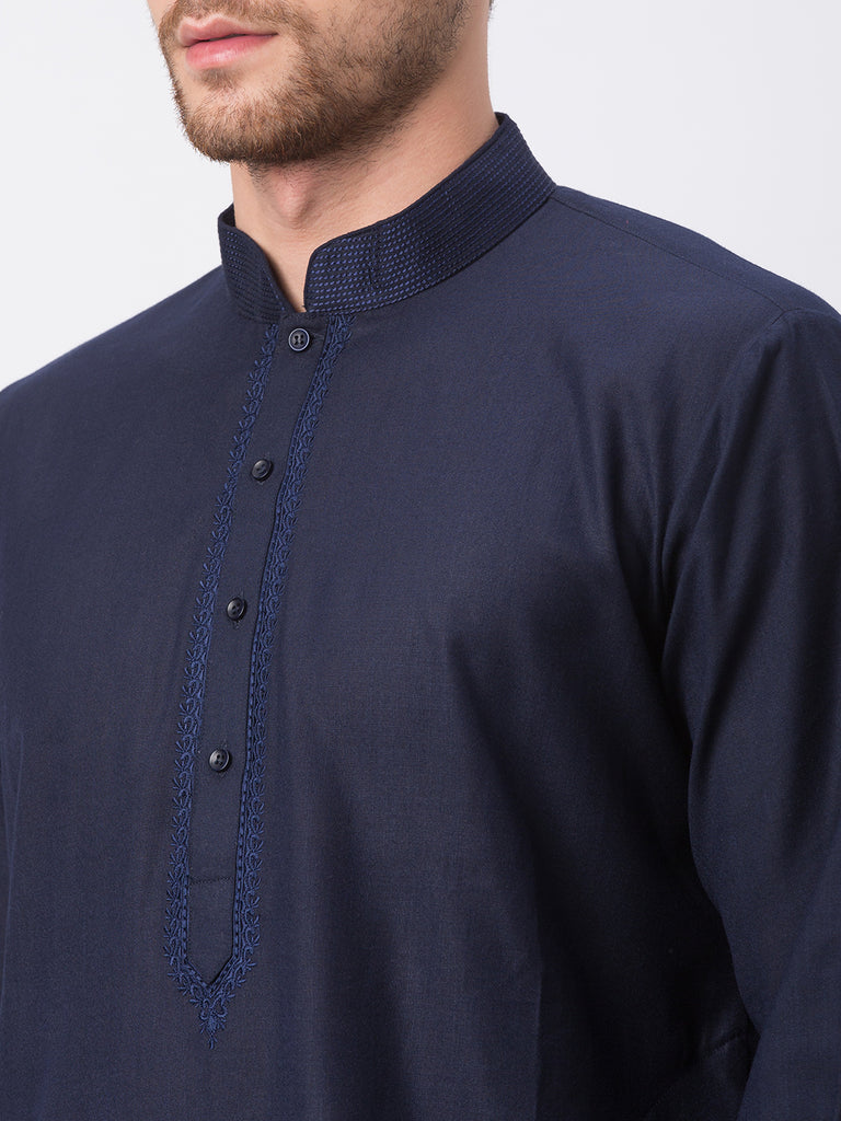 Men Straight Full Sleeve Navy Kp Set