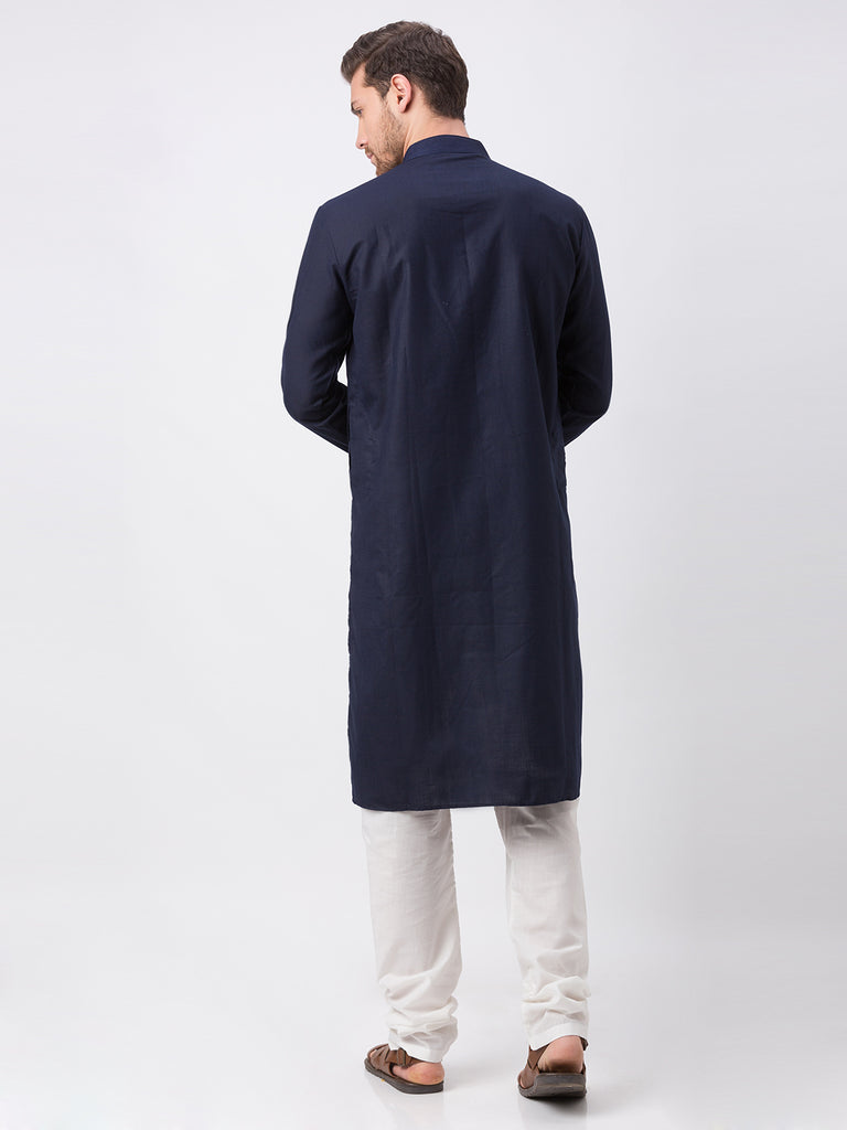 Men Straight Full Sleeve Navy Kp Set
