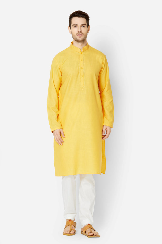 Men Straight Full Sleeve Yellow Kp Set