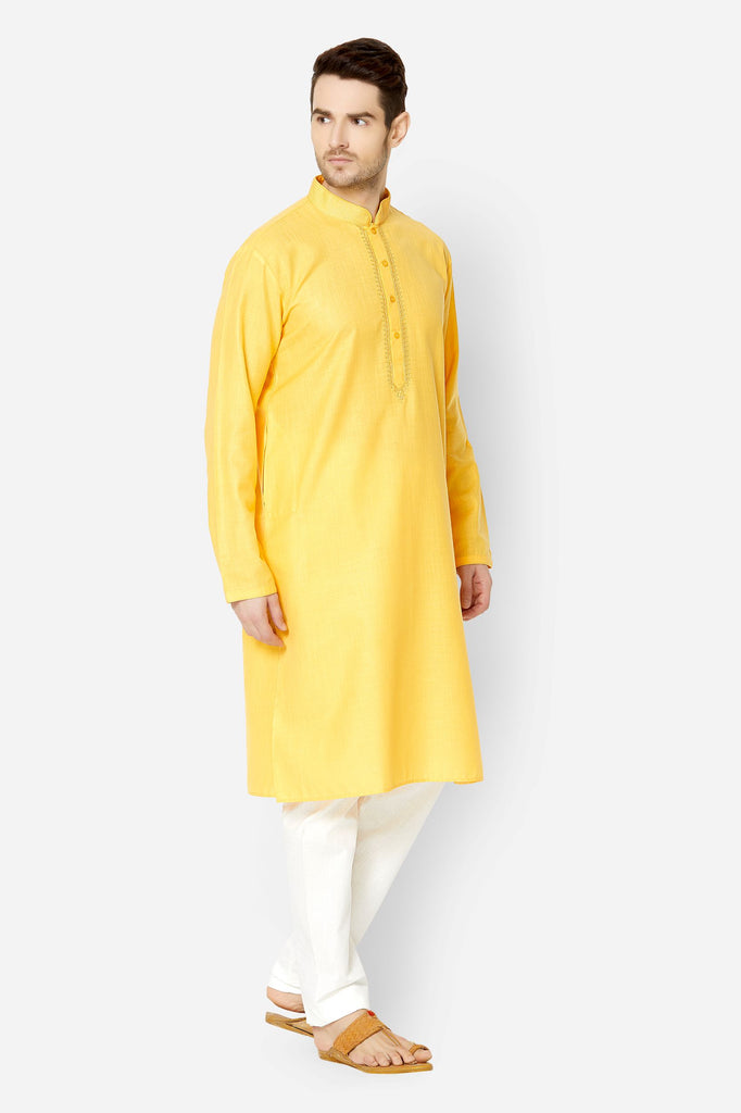 Men Straight Full Sleeve Yellow Kp Set