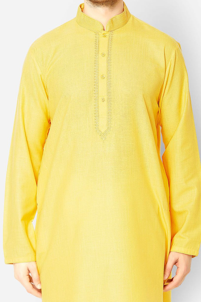 Men Straight Full Sleeve Yellow Kp Set