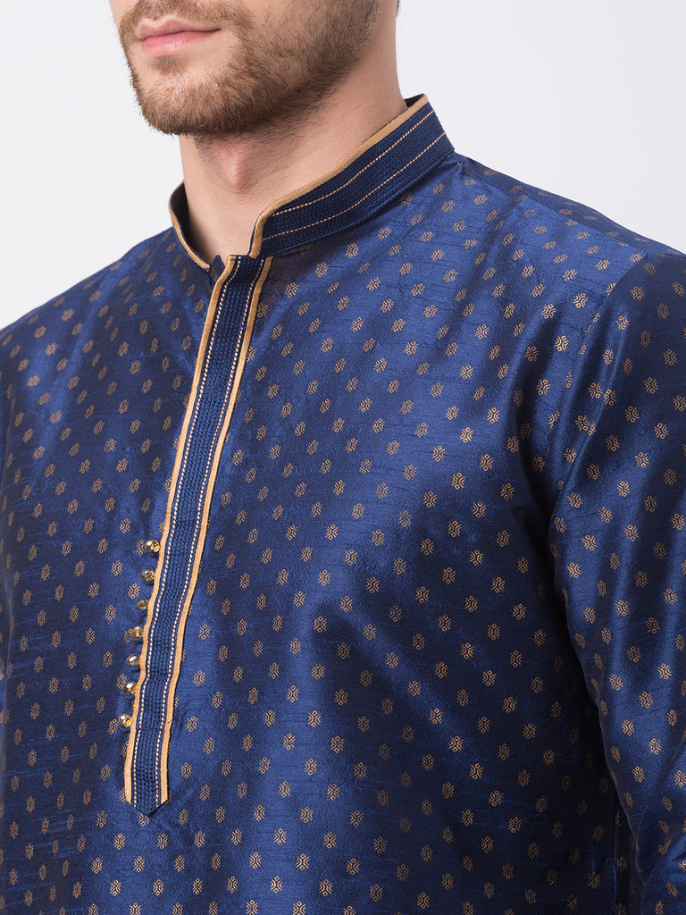 Men Straight Full Sleeve Navy Kp Set