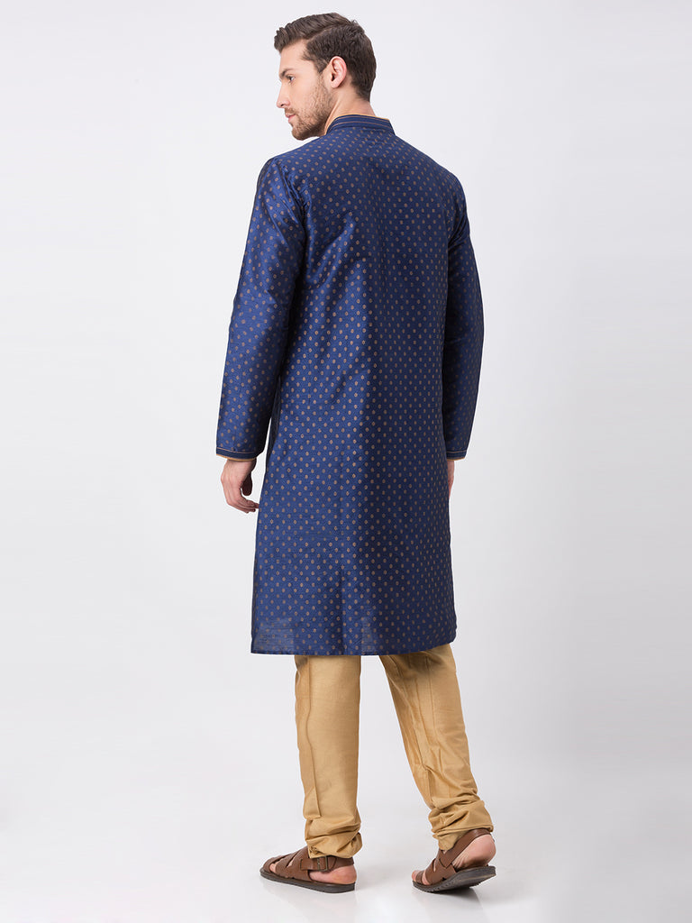 Men Straight Full Sleeve Navy Kp Set