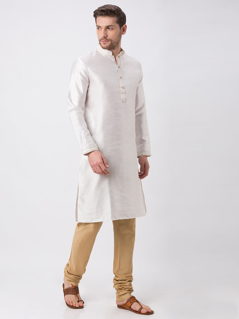 Men Straight Full Sleeve White Kp Set