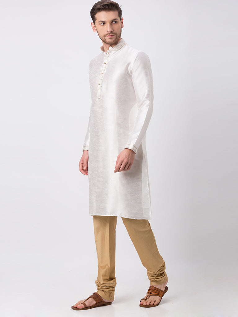 Men Straight Full Sleeve White Kp Set