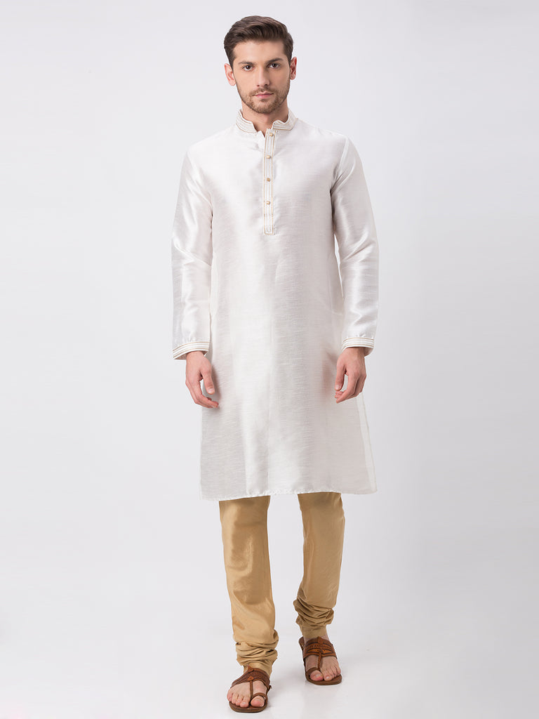 Men Straight Full Sleeve White Kp Set
