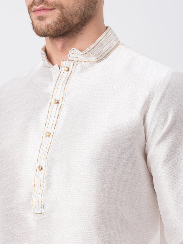 Men Straight Full Sleeve White Kp Set