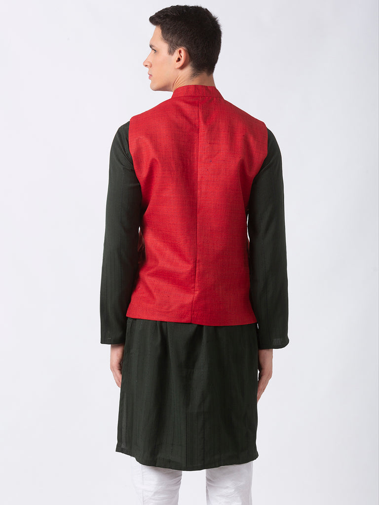 Men Straight Sleeveless Maroon Jackets