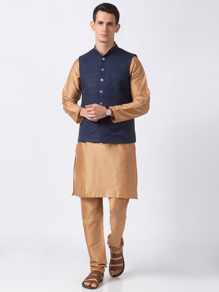 Men Straight Sleeveless Navy Jackets