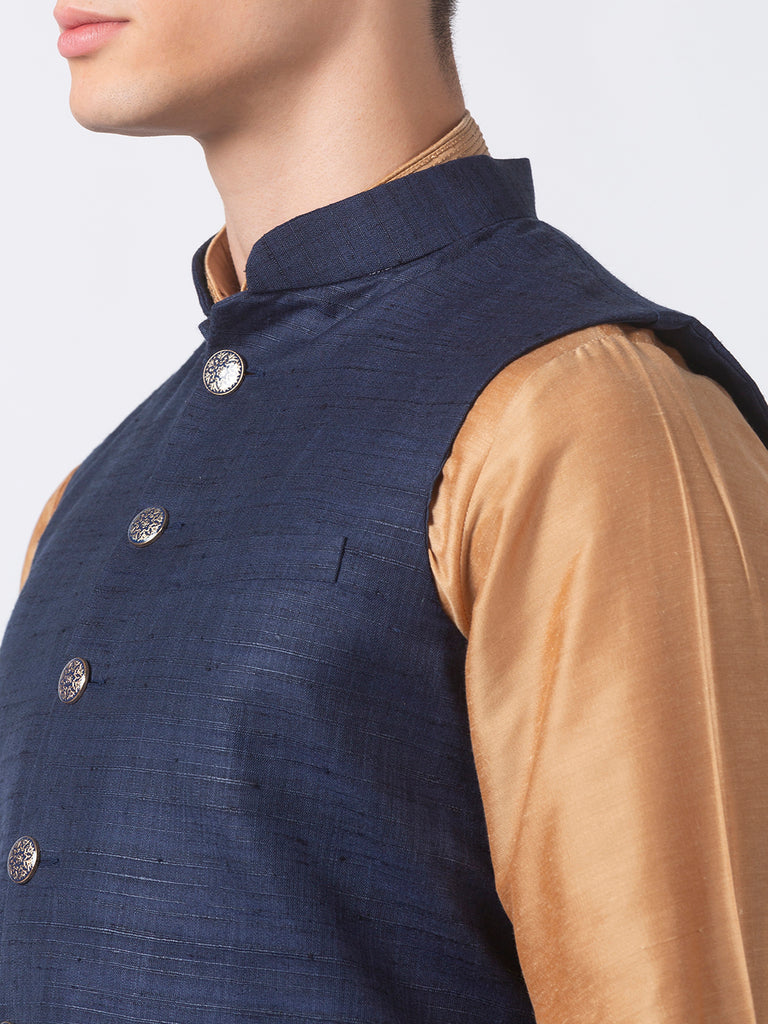 Men Straight Sleeveless Navy Jackets