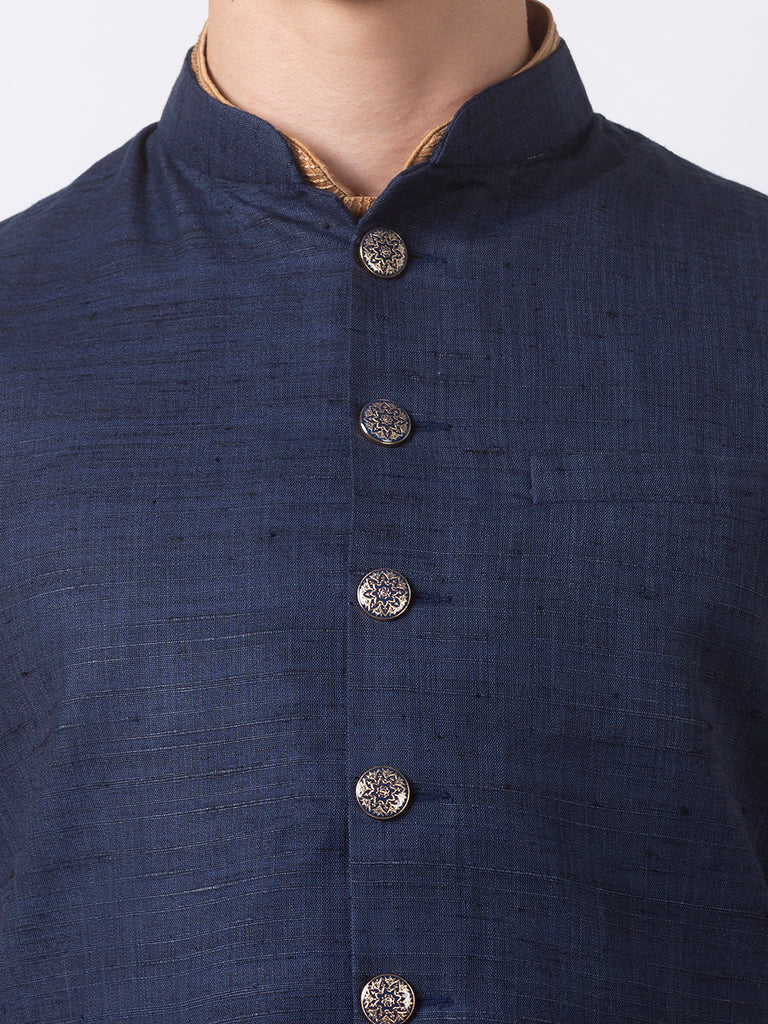 Men Straight Sleeveless Navy Jackets