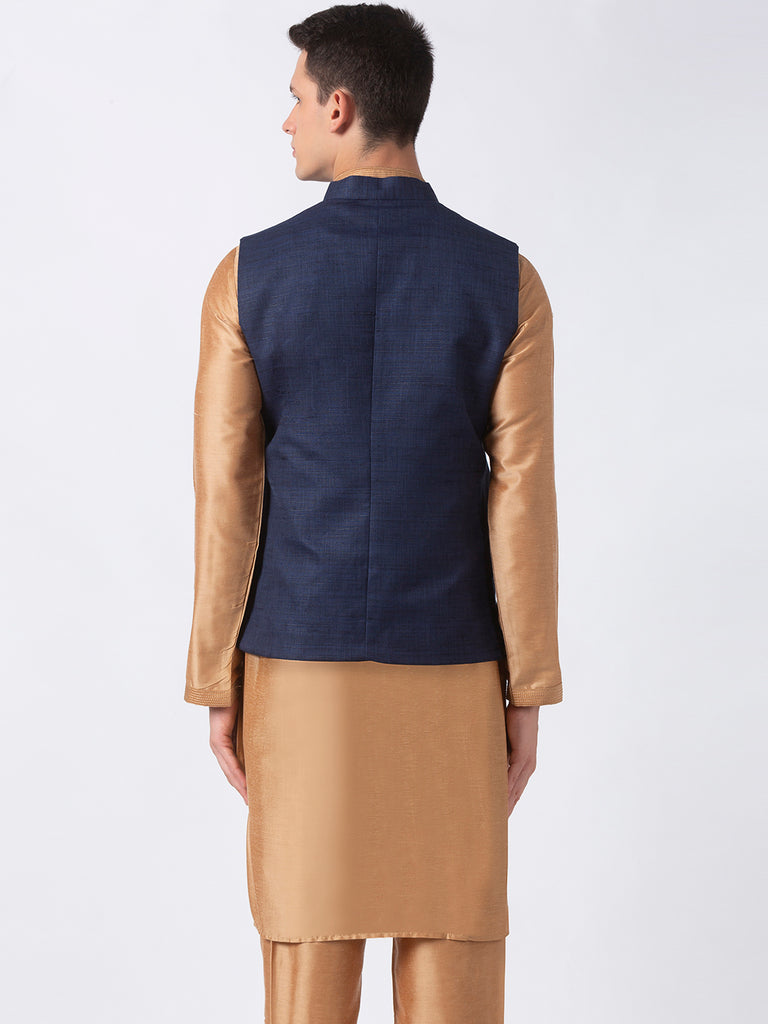Men Straight Sleeveless Navy Jackets