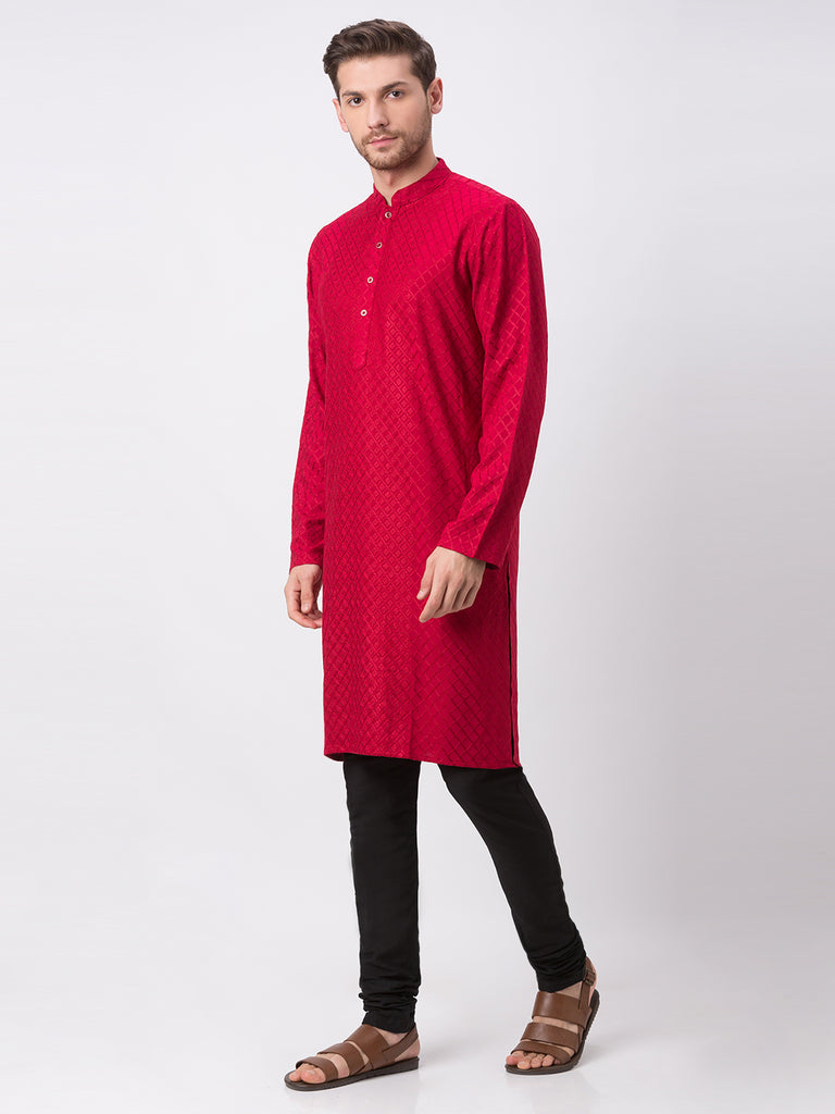Occassion Men Straight Full Sleeve Maroon Kp Set