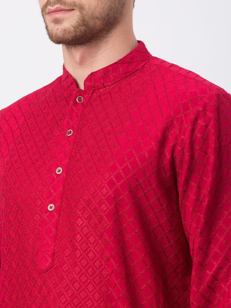 Occassion Men Straight Full Sleeve Maroon Kp Set